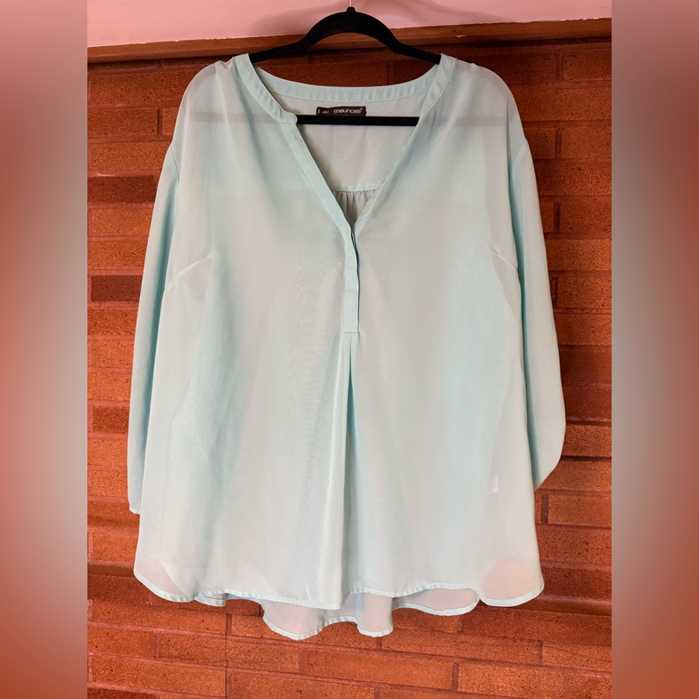Maurices Soft Blue Sheer Blouse